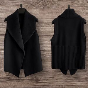 ❄️ WORKSHOP Faux Fur Waterfall Vest – XL – Charcoal Black